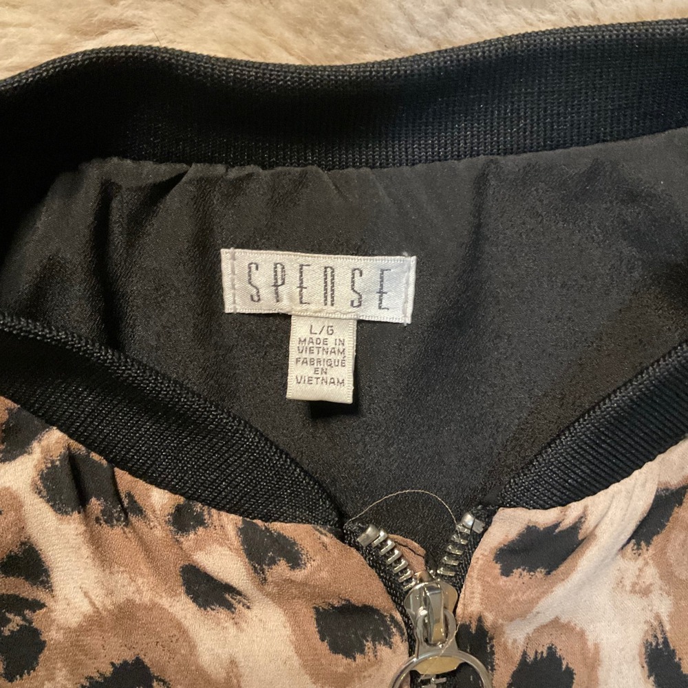 Spense Size Large Full Zip Leopard Long Sleeve Jacket Lightweight Womens Pockets - Picture 2 of 7